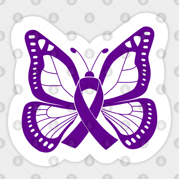 Purple Butterfly Awareness Ribbon Purple Awareness Ribbon Sticker